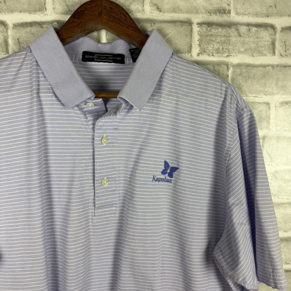 Carnoustie Mens XL Kapalua Golf Polo Shirt Light Purple White Striped Cotton
